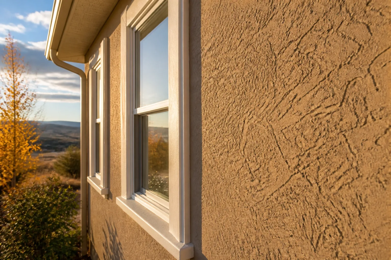 The sunlit south wall of a Tri-Cities home in autumn, where boxelder bugs gather