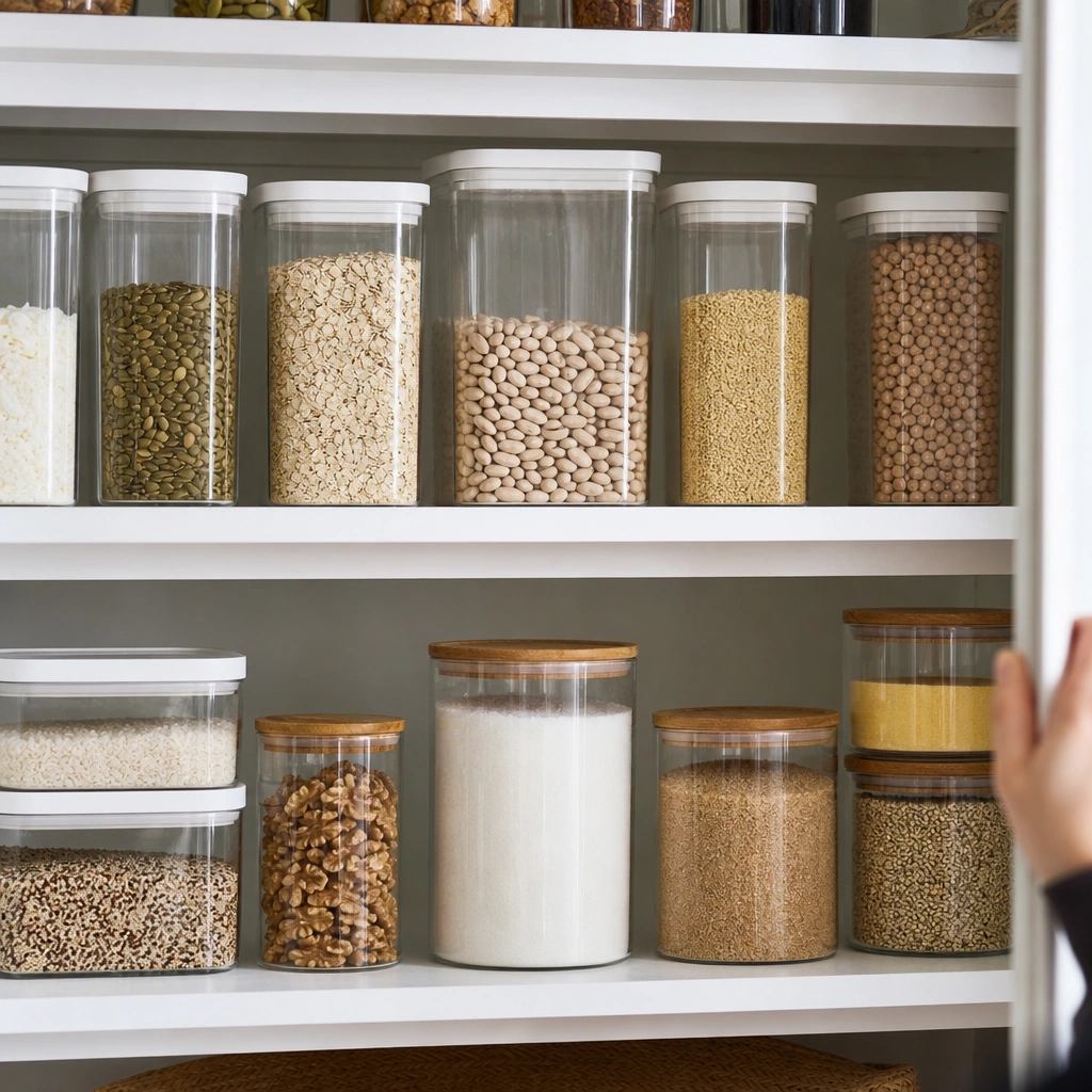 Pantry goods stored in sealed containers, a helpful habit alongside professional pest control in Kennewick homes