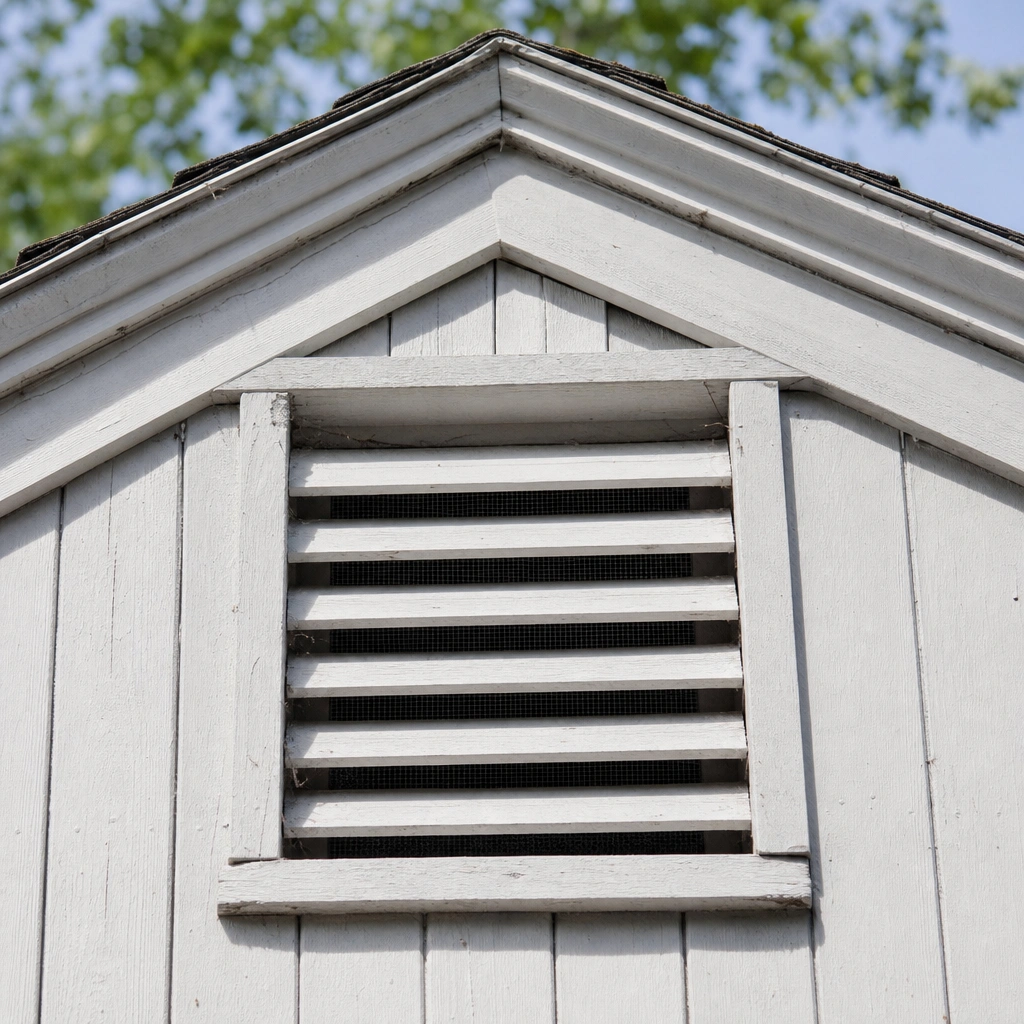 A screened gable attic vent that keeps wasps from nesting inside a Tri-Cities attic